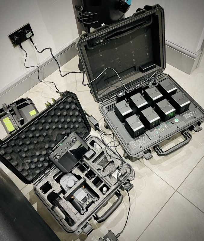 Drone chargers charging Aug 2023